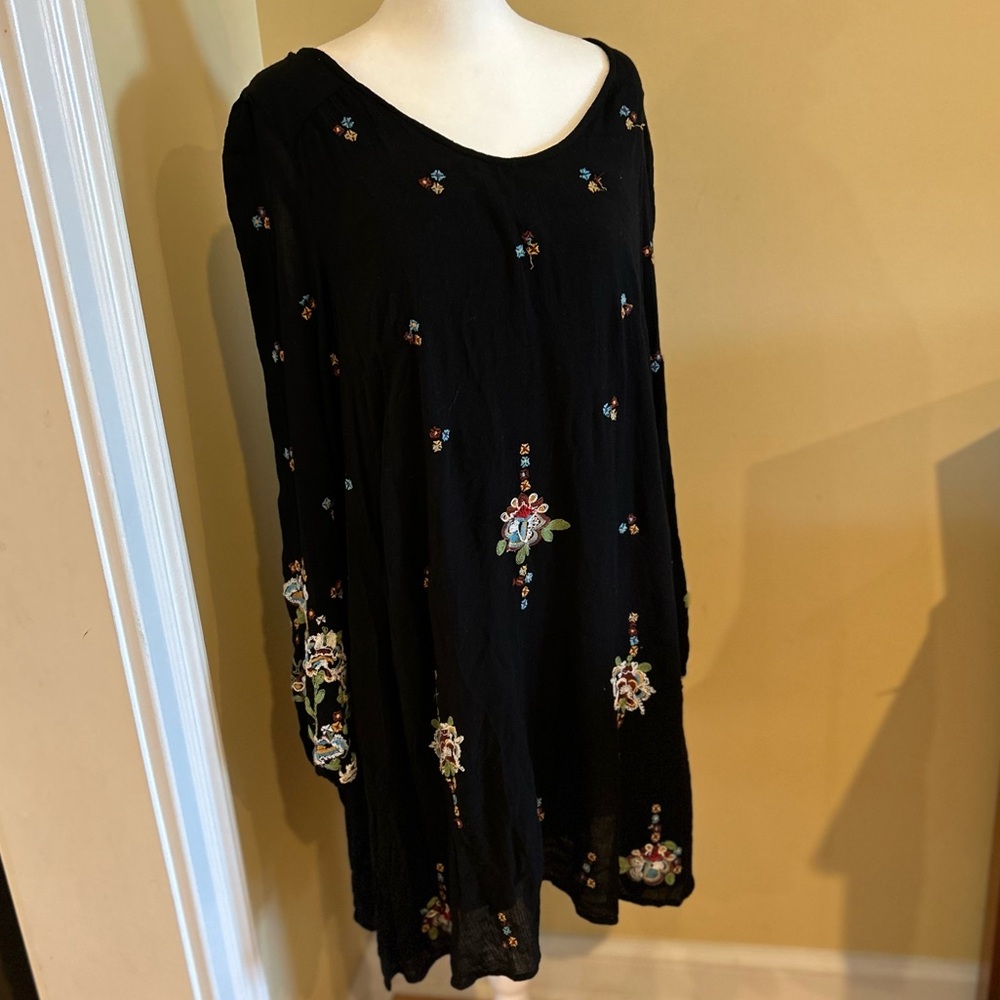 Free People Women’s Oxford Embroidered Black Lined Dress - Picture 11 of 11